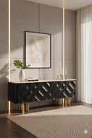 Faceted Black 4-Door Sideboard | Splendido Lautrec | Oroa.com