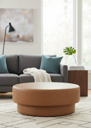 Round Leather Inspired Ottoman | Splendido Arlo | Oroa.com