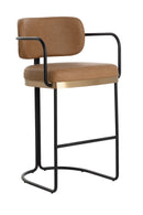 Iron Framed Leather-Look Bar Stool | Splendido Jalen | Oroa.com