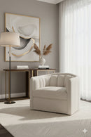 Cream Tufted-Back Swivel Armchair| Splendido Birrit | Oroa.com