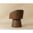 Contract furniture - Brown Leather Swivel Dining Chair - www.oroatrade.com