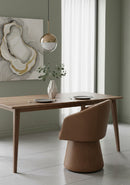 Contract furniture - Brown Leather Swivel Dining Chair - www.oroatrade.com