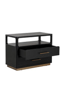 Black Oak 2-Drawer Nightstand | Splendido Danette | Oroa.com