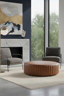 Tufted Edge Brown Leather Ottoman | Splendido Divano | Oroa.com