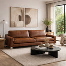 Hospitality furniture - Stitched Panel Brown Leather Sofa - www.oroatrade.com