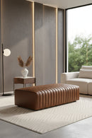 Italian Textured Leather Ottoman | Splendido Lewin | Oroa.com