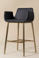 Leather-Look Channeled Arm Bar Stool | Splendido Lucano | Oroa.com