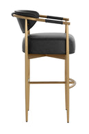 Gold Framed Leather-Look Bar Stool | Splendido Heloise | Oroa.com