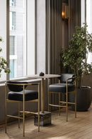 Gold Framed Leather-Look Bar Stool | Splendido Heloise | Oroa.com