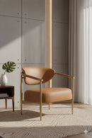 Gold-Framed Leather Lounge Chair | Splendido Heloise | Oroa.com