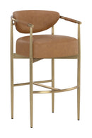 Gold Framed Leather-Look Bar Stool | Splendido Heloise | Oroa.com