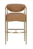 Gold Framed Leather-Look Bar Stool | Splendido Heloise | Oroa.com