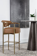 Gold Framed Leather-Look Bar Stool | Splendido Heloise | Oroa.com