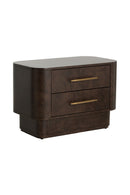 Contract furniture - Brown Burl Veneer 2-Drawer Nightstand - www.oroatrade.com