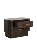 Contract furniture - Brown Burl Veneer 2-Drawer Nightstand - www.oroatrade.com