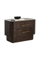 Contract furniture - Brown Burl Veneer 2-Drawer Nightstand - www.oroatrade.com