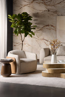 White Textured Swivel Lounge Chair | Splendido Caris | Oroa.com