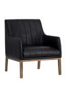 Black Leather Channeled Lounge Chair | Splendido Wolfe | Oroa.com