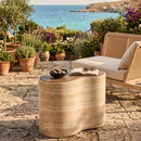 Freeform Travertine-Look Indoor/Outdoor Coffee Table | Splendido Ishiko