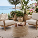Freeform Travertine-Look Indoor/Outdoor Coffee Table | Splendido Ishiko