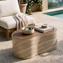 Freeform Travertine-Look Indoor/Outdoor Coffee Table | Splendido Ishiko