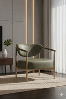 Gold-Framed Leather Lounge Chair | Splendido Heloise | Oroa.com