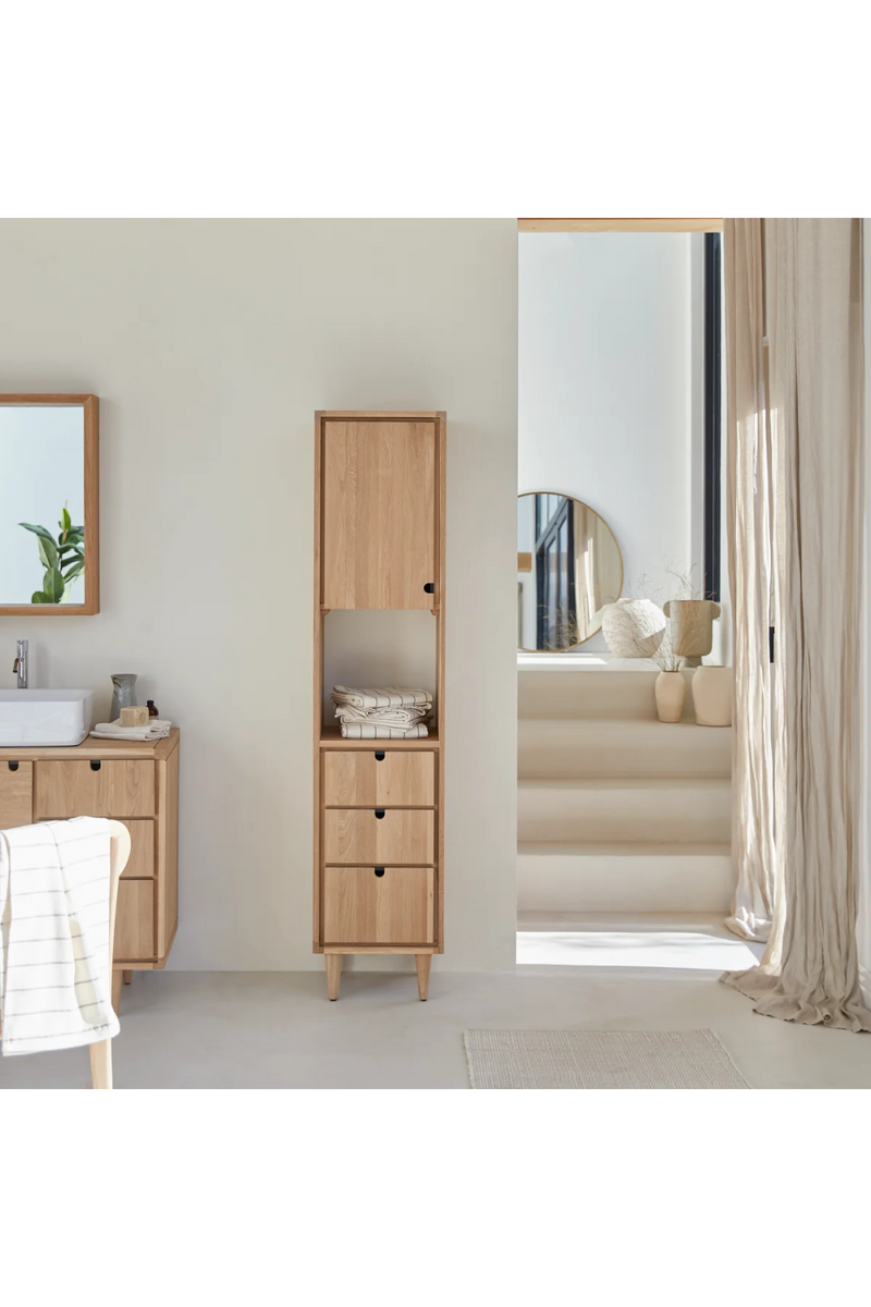 Solid Oak Tall Bathroom Cabinet | Tikamoon Jonak | Oroatrade.com