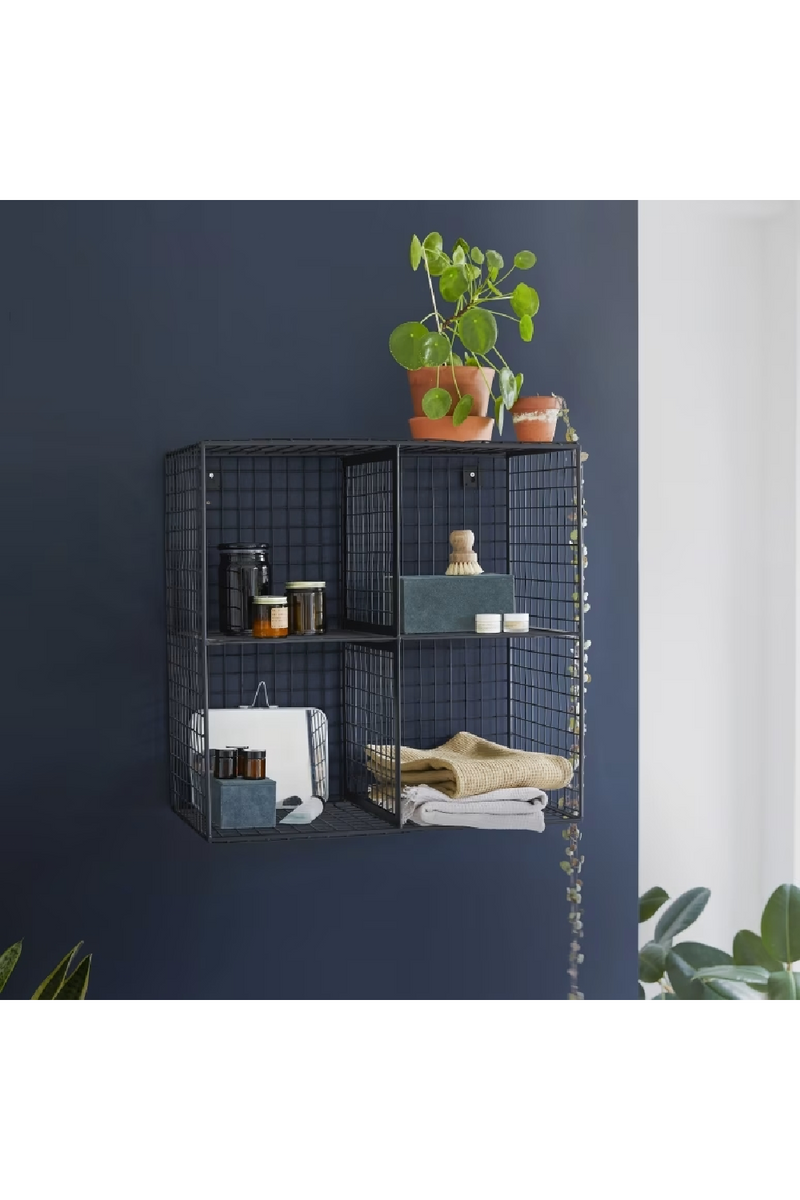 Black Metal Grid Bathroom Shelf | Tikamoon Sona | Oroatrade.com