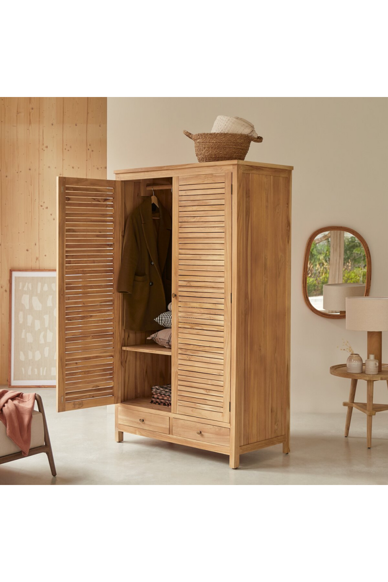 Teak Two Door Wardrobe Cabinet | Tikamoon Suzette | Oroatrade.com