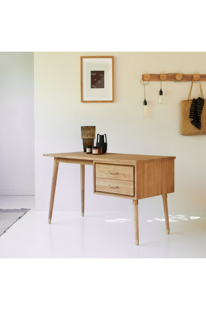 Solid Teak Desk with Drawers | Tikamoon Kort | Oroatrade.com