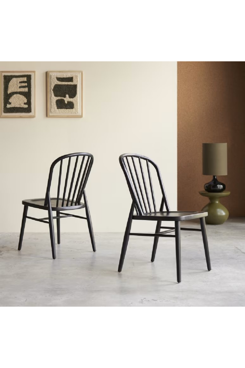 Black Acacia Dining Chair Set (2) | Tikamoon Leonor | Oroatrade.com