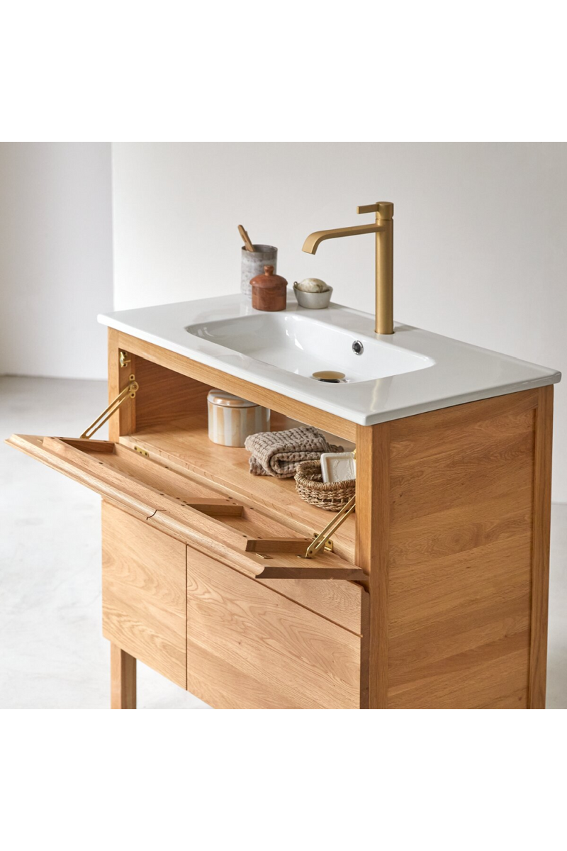 Oak and Ceramic Vanity Cabinet | Tikamoon Easy | Oroatrade.com