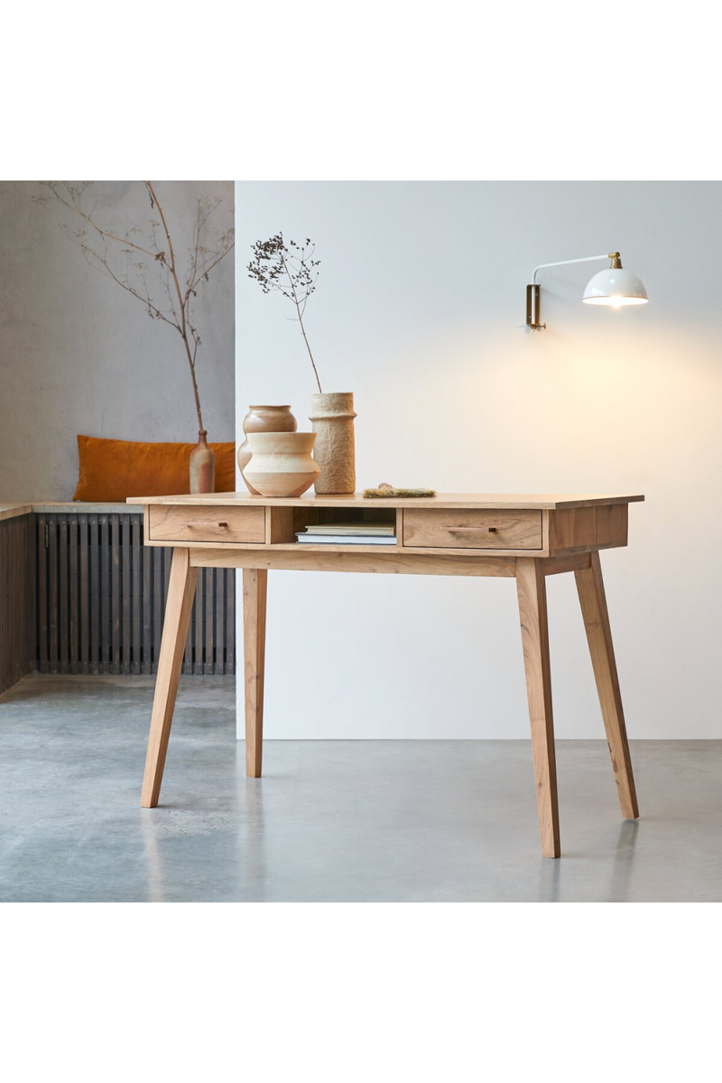 Solid Acacia Desk with Drawers | Tikamoon Oslo | OROATRADE.com