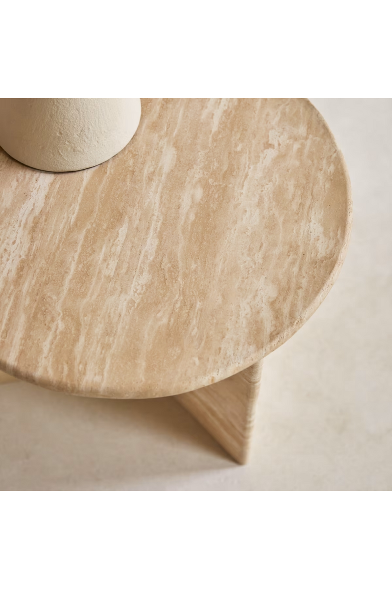 Varnished Travertine End Table | Tikamoon Sarah | Oroatrade.com