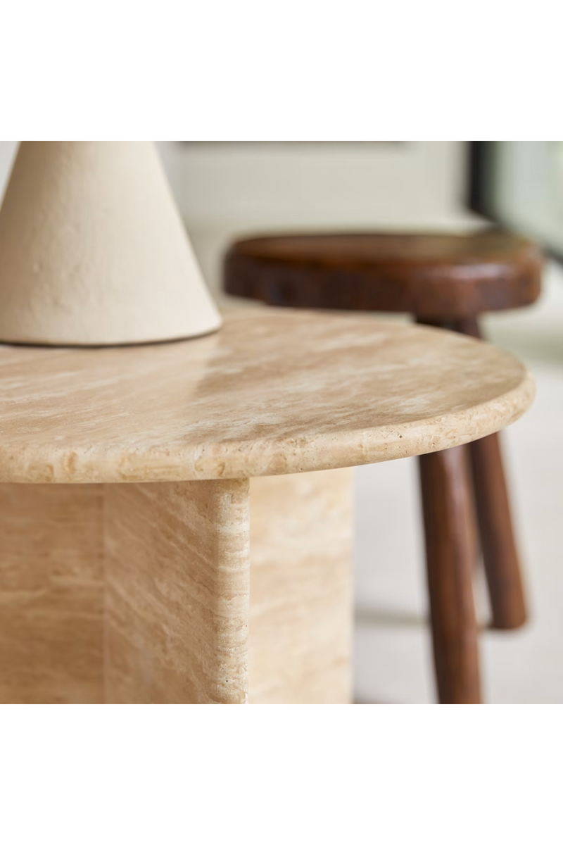 Varnished Travertine End Table | Tikamoon Sarah | Oroatrade.com