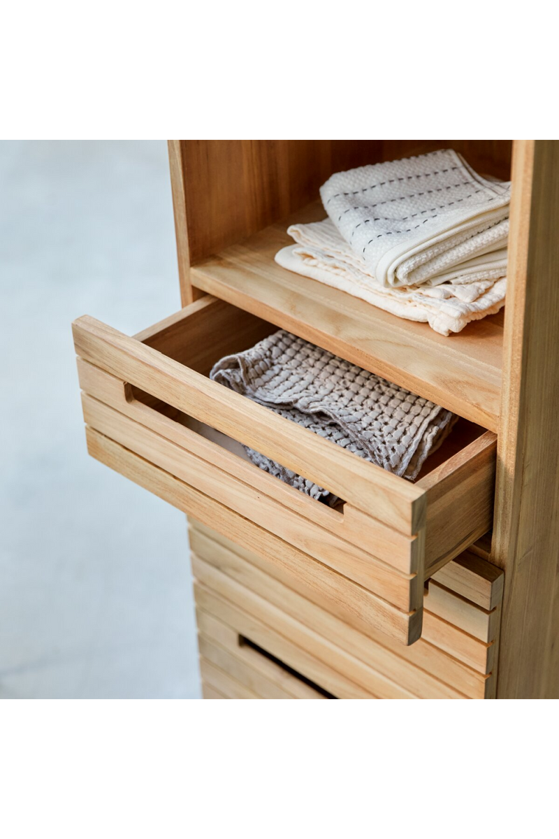 Tall Solid Teak Bathroom Cabinet | Tikamoon Slats | Woodfurniture.com