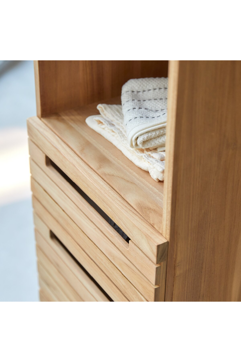 Tall Solid Teak Bathroom Cabinet | Tikamoon Slats | Woodfurniture.com
