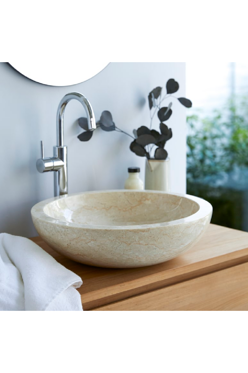 Cream Marble Bathroom Sink | Tikamoon Calypso | Oroatrade.com