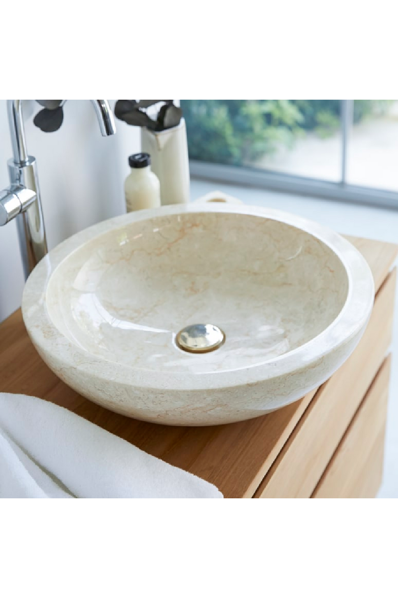 Cream Marble Bathroom Sink | Tikamoon Calypso | Oroatrade.com