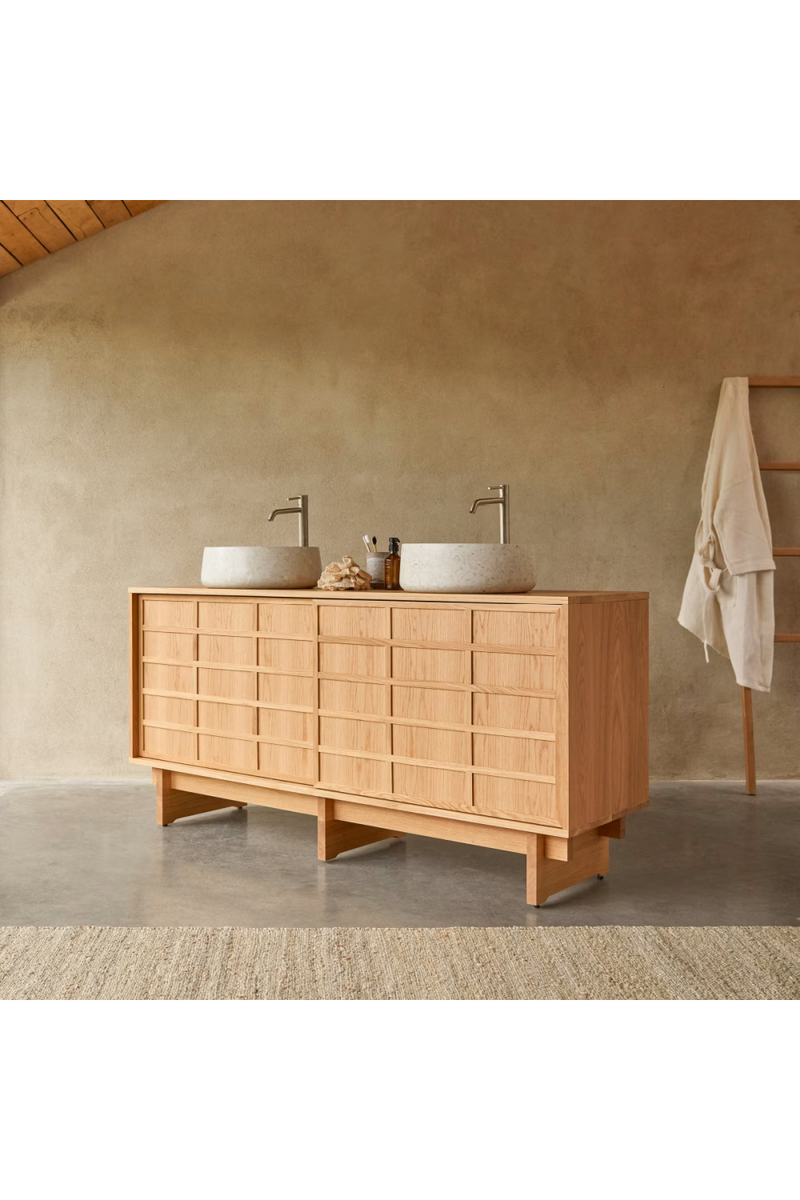 Solid Oak Japandi Bathroom Cabinet | Tikamoon Miu | Oroatrade.com