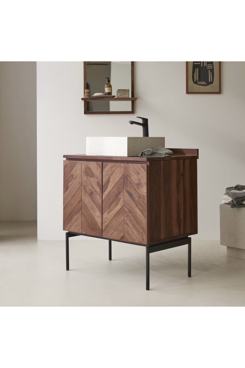 Solid Sheesham Chevron Vanity Unit | Tikamoon Ismaël | Oroatrade.com