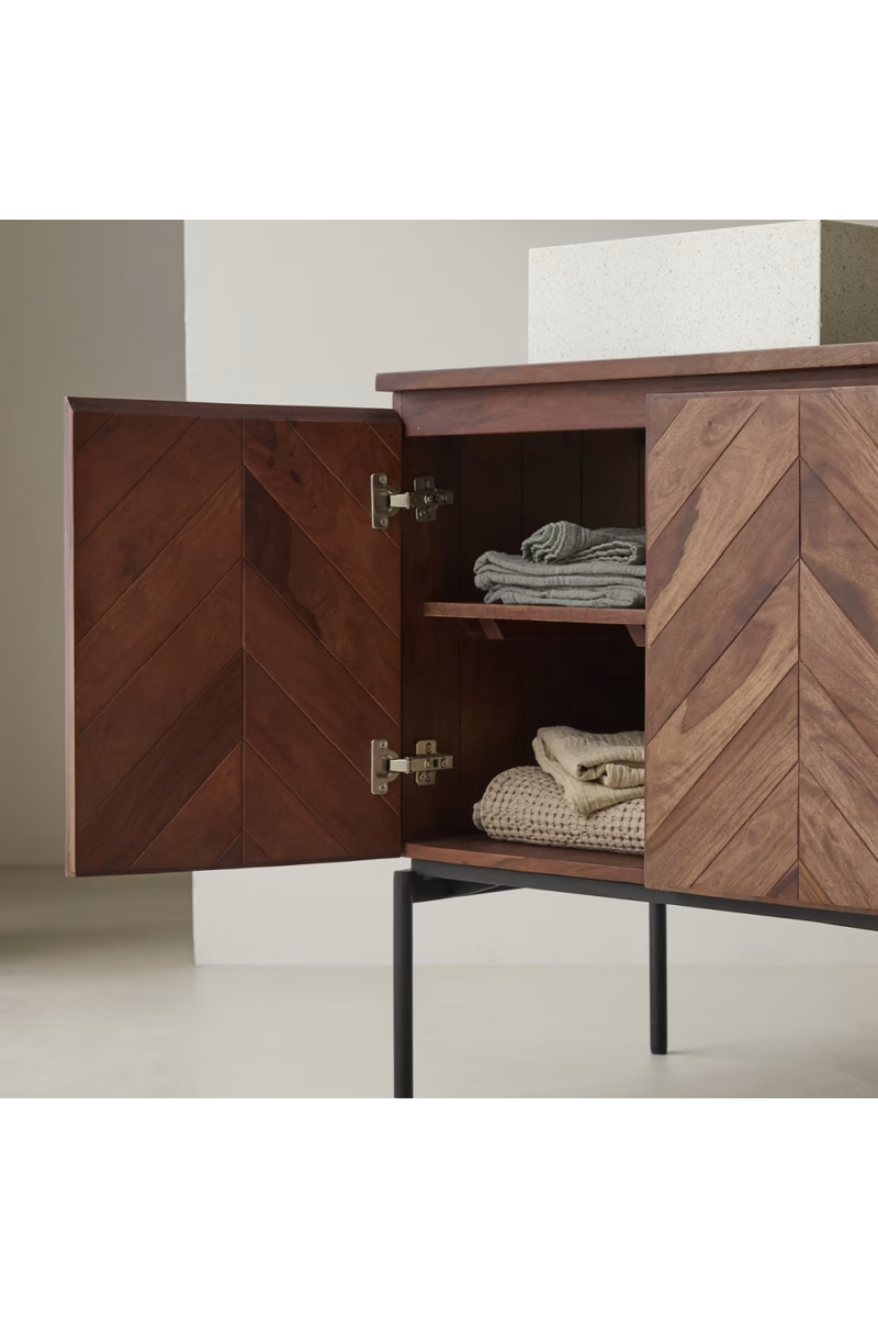 Solid Sheesham Chevron Vanity Unit | Tikamoon Ismaël | Oroatrade.com