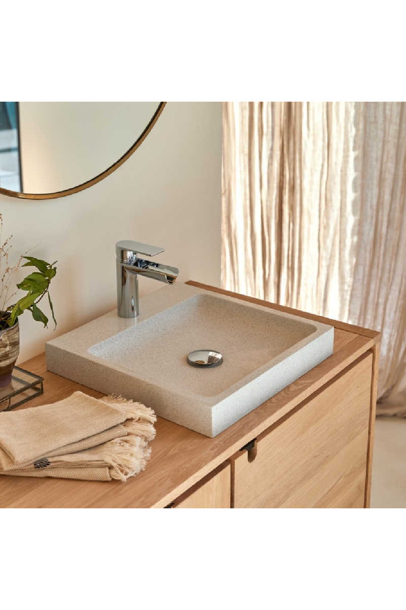 White Terrazzo Square Bathroom Sink | Tikamoon Timon | Oroatrade.com