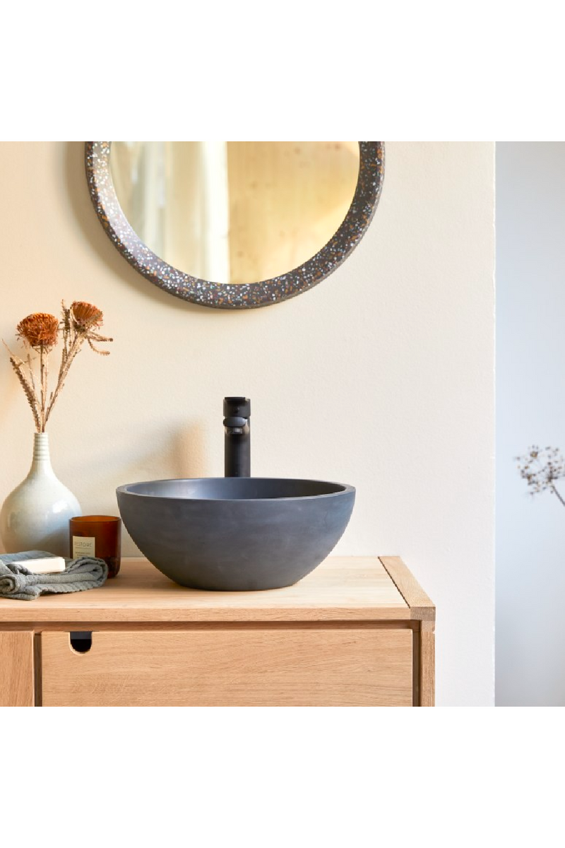 Round Black Terrazzo Bathroom Sink | Tikamoon Micha | Oroatrade.com