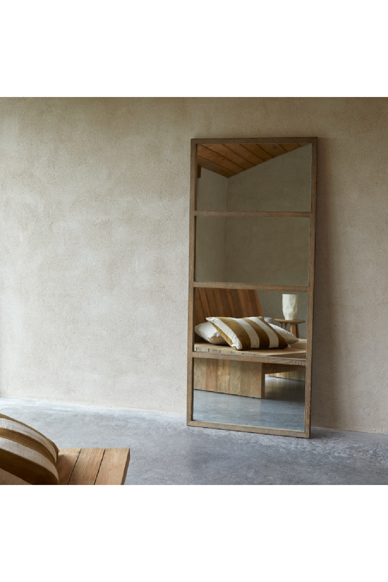 Varnished Oak Sectioned Mirror | Tikamoon Louise | Oroatrade.com