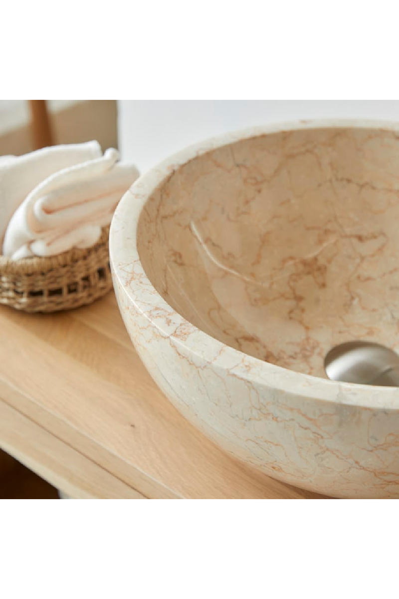 Cream Marble Round Sink | Tikamoon Ibyza | Oroatrade.com