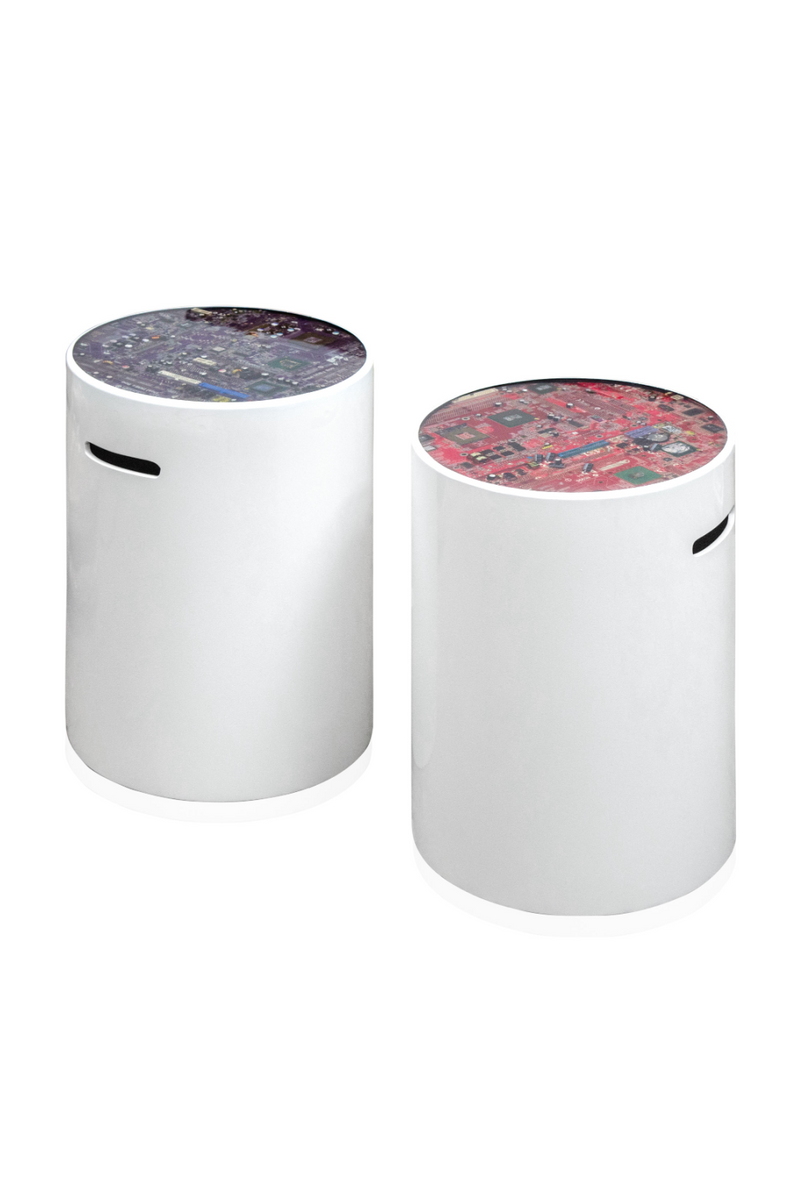 White Cylindrical Modern Stool / Table | Versmissen Megabyte | Oroatrade.com