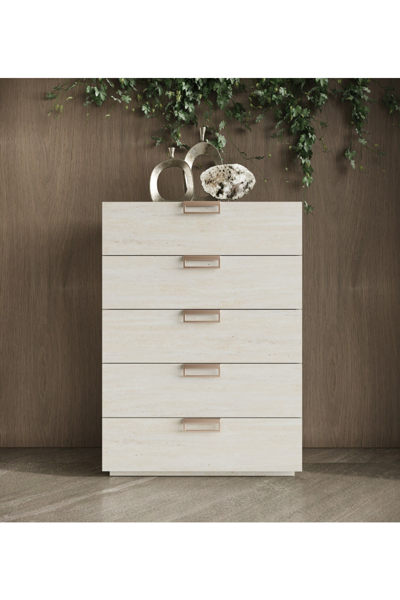 5-Drawer Travertine Chest | OROA Modern Lago | Oroatrade.com