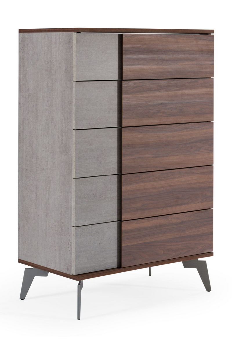 Concrete and Walnut 5-Drawer Chest | OROA Modern Palermo | Oroatrade.com