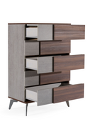 Concrete and Walnut 5-Drawer Chest | OROA Modern Palermo | Oroatrade.com